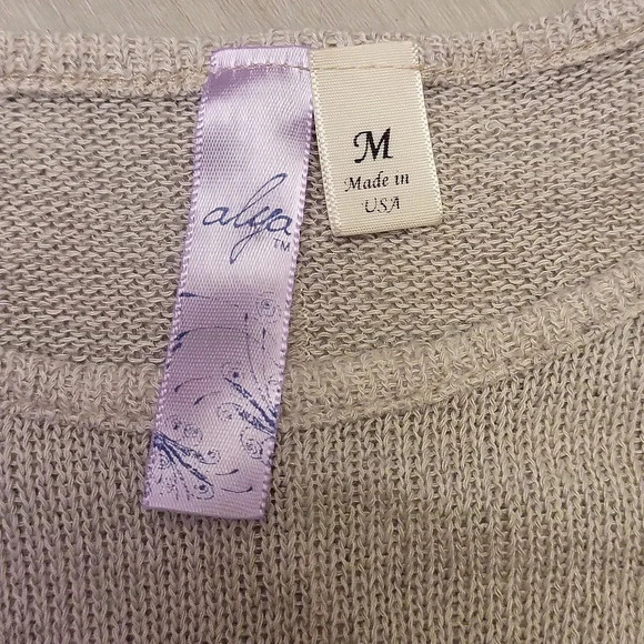 Alya Oatmeal Orange Peplum Flowy Bottom Long Sleeve‎ Blouse Womens Size Medium - Picture 4 of 5